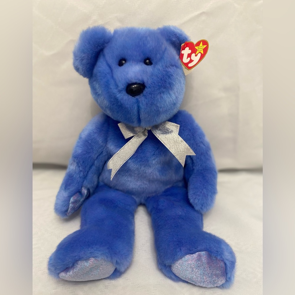 Ty Clubby II  Blue Bear Beanie Baby  Rare Retired 99 Great Shape Toy